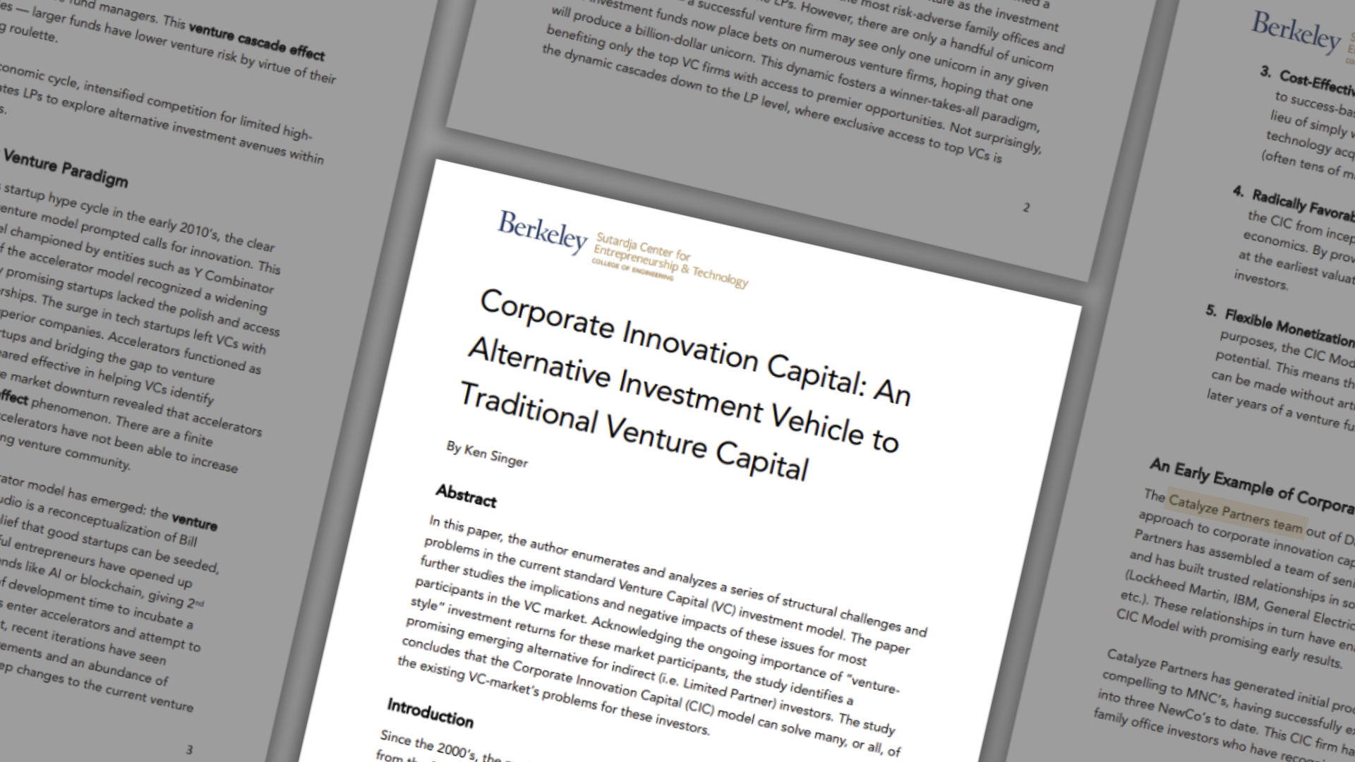 UC Berkeley’s Sutardja Center Features Catalyze Partners' Corporate Investment Model